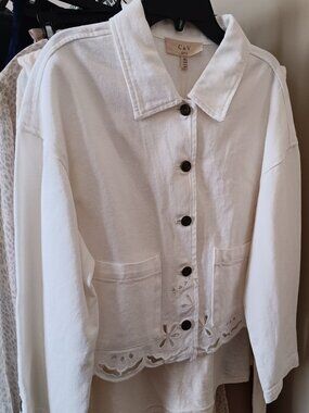 NWT Off White Cotton with Cutout Design Jacket Size XL